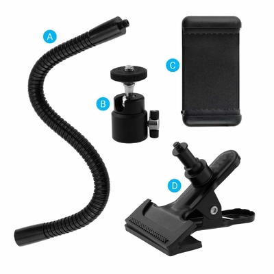 Universal gooseneck phone mount Metal ABS Cell Phone Camera Holder For Tripod
